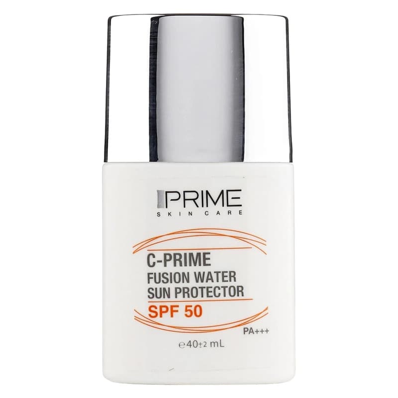 فلوئید ضدآفتاب بی رنگ پرایم مدل فیوژن واتر حاوی ویتامین سی SPF50