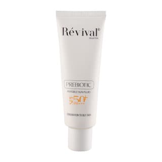 فلوئید ضد آفتاب بی رنگ رویوال مدل prebiotic  مناسب پوست چرب SPF50